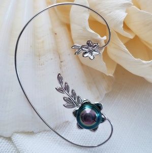 Sterling  Silver And Pearl Option Earcuff